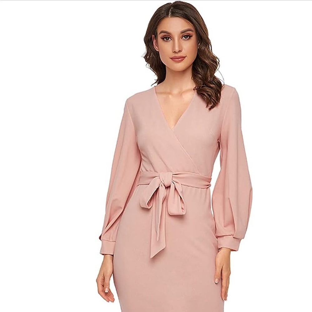 Pink dress with belt